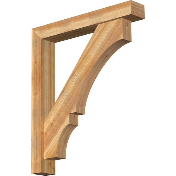 Ekena Millwork Balboa Block Rough Sawn Bracket w/ Offset Brace, Western Red Cedar, 6"W x 38"D x 44"H BKT0604X38X44BOA05RWR - main